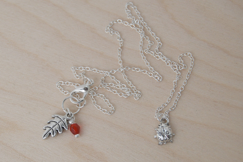 Little Silver Ladybug Necklace | Ladybug Charm Necklace | Ladybird Jewelry - Enchanted Leaves - Nature Jewelry - Unique Handmade Gifts