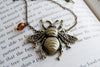 Large Brass Honey Bee Necklace | Bumble Bee Pendant | Cute Insect Jewelry - Enchanted Leaves - Nature Jewelry - Unique Handmade Gifts