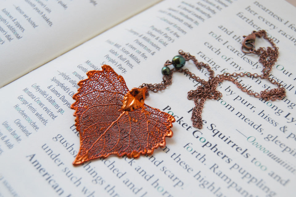 Custom Large Copper Cottonwood Leaf Necklace | REAL Cottonwood Leaf Pendant | Copper Electroformed Pendant | Nature Jewelry - Enchanted Leaves - Nature Jewelry - Unique Handmade Gifts
