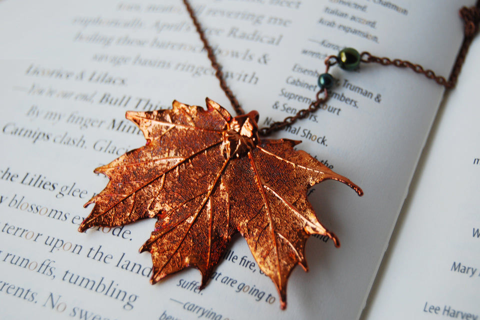 Custom Large Copper Maple Leaf Necklace | REAL Maple Leaf Pendant | Electroformed Nature Jewelry - Enchanted Leaves - Nature Jewelry - Unique Handmade Gifts