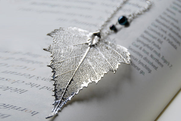 Large Fallen Silver Birch Leaf Necklace | REAL Birch Leaf Pendant | Silver Electroformed Pendant | Nature Jewelry - Enchanted Leaves - Nature Jewelry - Unique Handmade Gifts