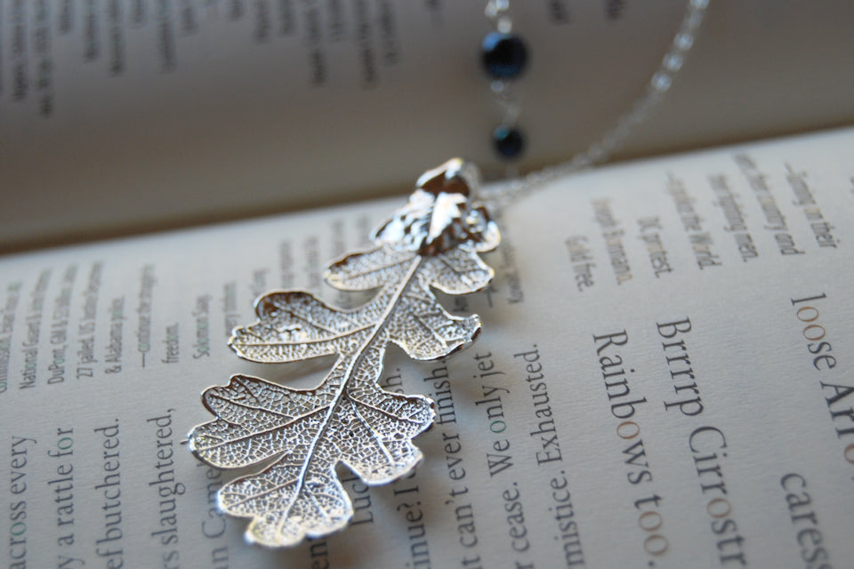 Custom Large Silver Oak Leaf Necklace | REAL Oak Leaf Pendant | Silver Electroformed Pendant | Nature Jewelry - Enchanted Leaves - Nature Jewelry - Unique Handmade Gifts