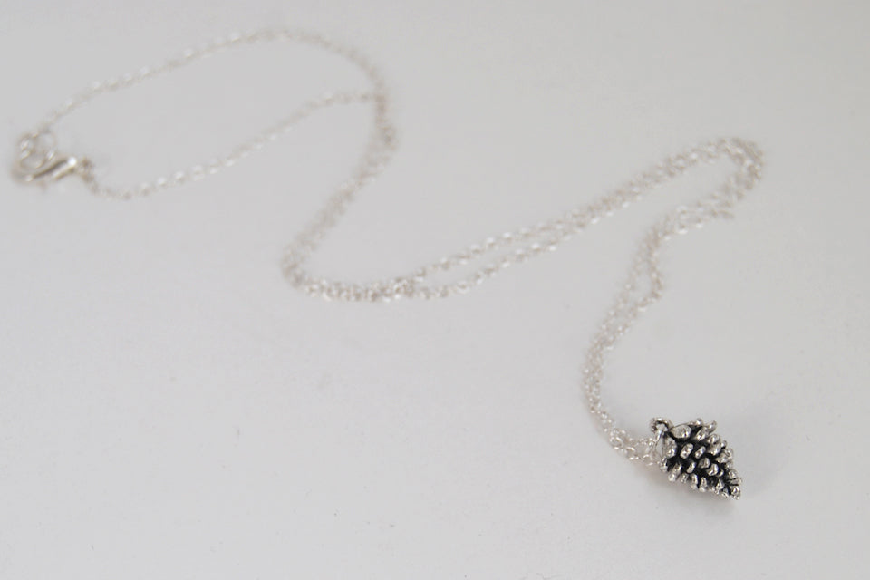 Delicate Silver Pine Cone Necklace | Pinecone Necklace | Silver Forest Pine Cone Charm | Pine Cone Pendant - Enchanted Leaves - Nature Jewelry - Unique Handmade Gifts