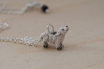 Direwolf Pup Necklace | Cute Wolf Charm Necklace | Handmade Pendant - Enchanted Leaves - Nature Jewelry - Unique Handmade Gifts