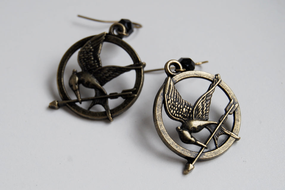 Mockingjay Earrings | Hunger Games Jewelry | MockingJay Pendant - Enchanted Leaves - Nature Jewelry - Unique Handmade Gifts