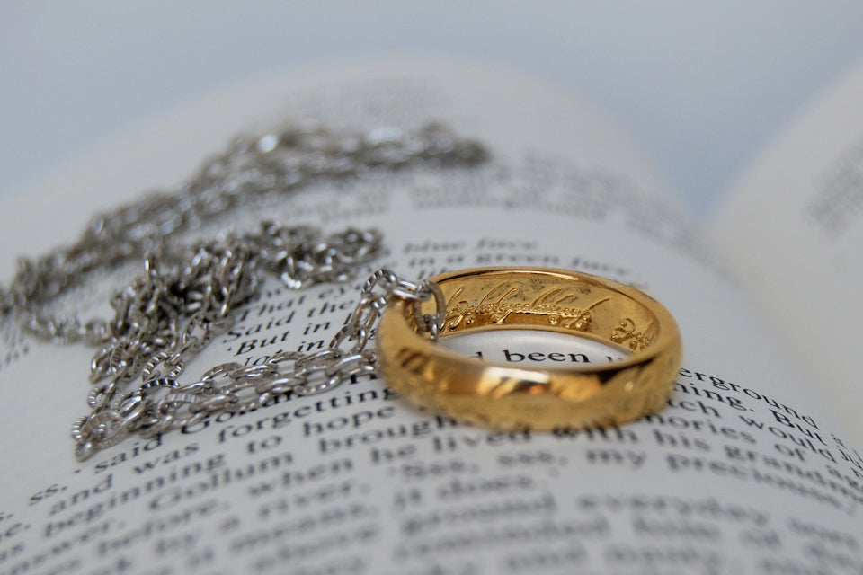 My Preciousss! | The One Ring Necklace | Lord of the Rings Necklace | Gold Ring of Power - Enchanted Leaves - Nature Jewelry - Unique Handmade Gifts