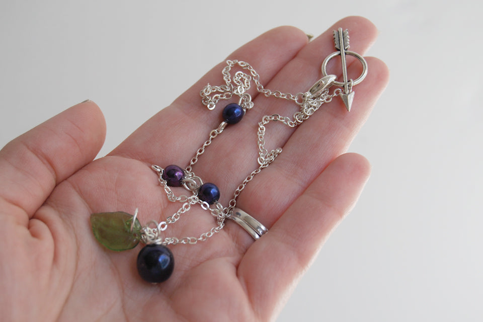Nightlock Necklace | Hunger Games Jewelry | Berry Charm Necklace - Enchanted Leaves - Nature Jewelry - Unique Handmade Gifts