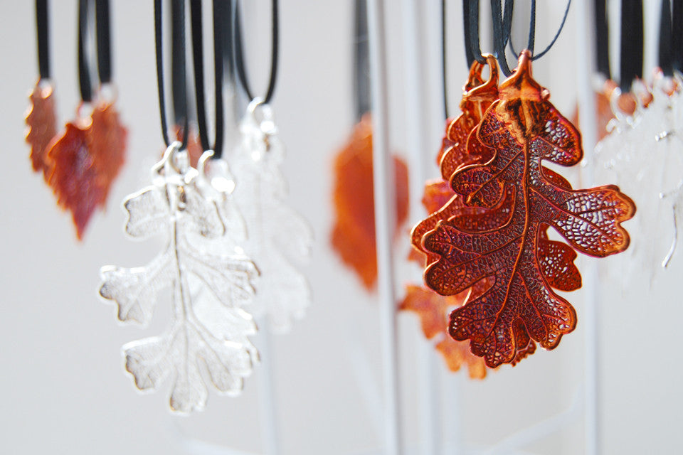 Real Oak Leaf Ornament  | Electroformed Nature | Fall Leaf Ornament | Nature Gift - Enchanted Leaves - Nature Jewelry - Unique Handmade Gifts