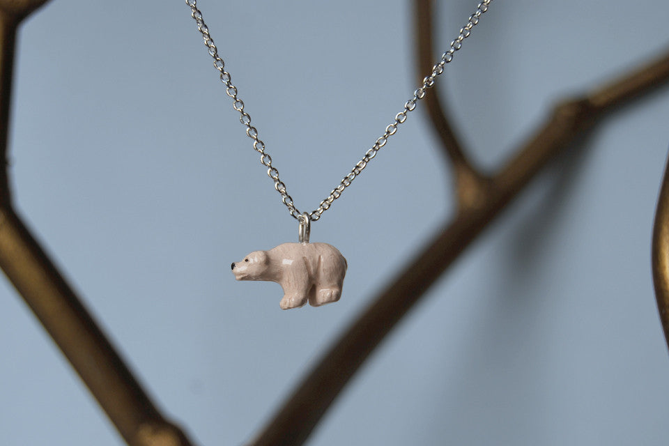 Little Polar Bear Necklace | Bear Charm Necklace | Wild Animal Jewelry - Enchanted Leaves - Nature Jewelry - Unique Handmade Gifts