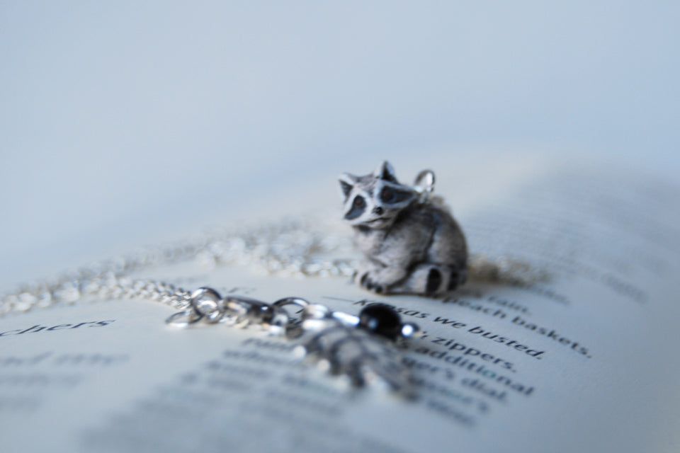 Rocky Raccoon | Cute Raccoon Charm Necklace | Rocket Raccoon Necklace - Enchanted Leaves - Nature Jewelry - Unique Handmade Gifts