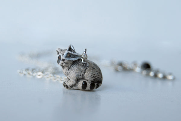 Rocky Raccoon | Cute Raccoon Charm Necklace | Rocket Raccoon Necklace - Enchanted Leaves - Nature Jewelry - Unique Handmade Gifts