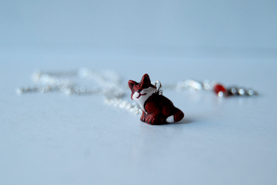 Little Red Fox Necklace | Fox Charm Necklace | Woodland Fox Jewelry - Enchanted Leaves - Nature Jewelry - Unique Handmade Gifts