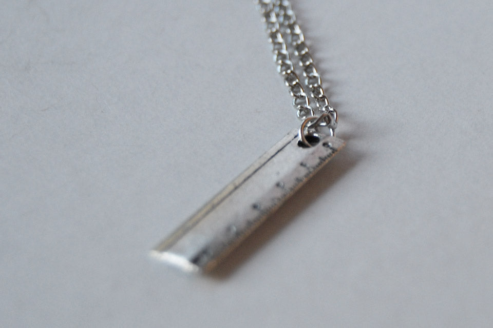 Tiny Ruler Necklace | Cute Silver Miniature Office Supply or Teacher C ...