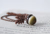 Saffron and Copper Acorn Necklace | Cute Nature Acorn Charm Necklace | Fall Acorn Necklace | Woodland Gemstone Acorn | Nature Jewelry - Enchanted Leaves - Nature Jewelry - Unique Handmade Gifts