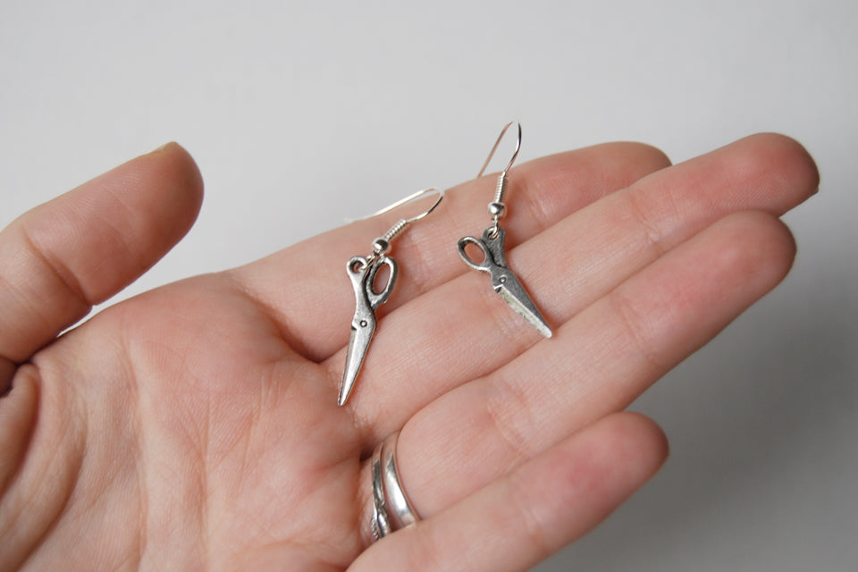 Mini Scissor Earrings | Silver Scissor Charm Earrings | Tool Jewelry - Enchanted Leaves - Nature Jewelry - Unique Handmade Gifts