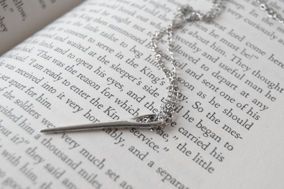 Sewing Needle Necklace | Silver Sewing Needle Charm Necklace - Enchanted Leaves - Nature Jewelry - Unique Handmade Gifts