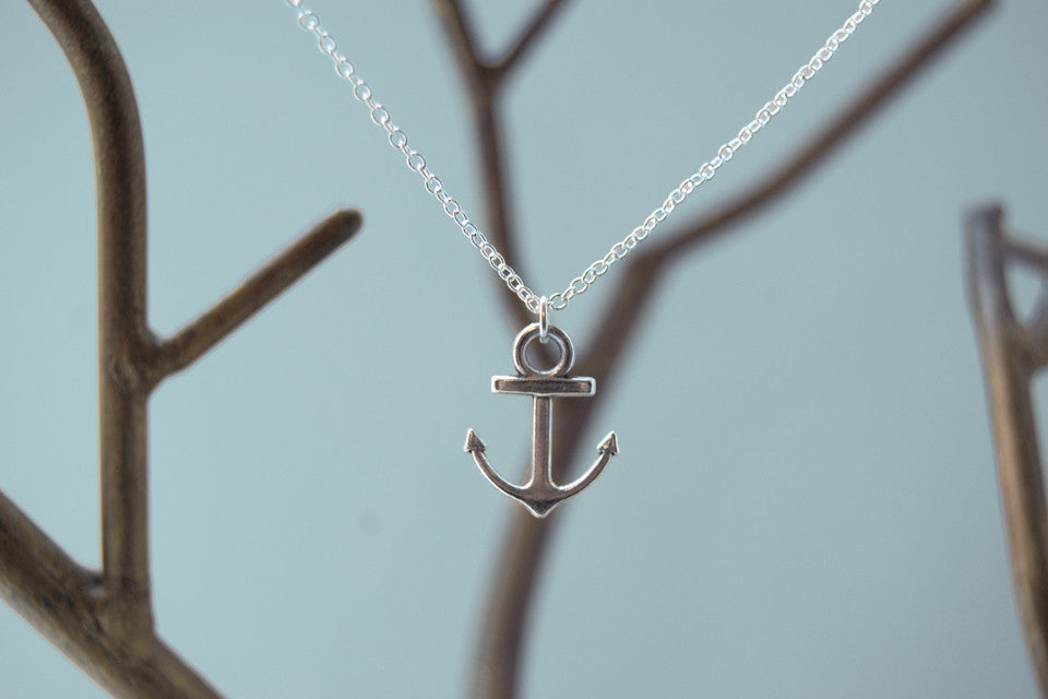 Ahoy! Silver Anchor Necklace | Cute Nautical Charm Necklace - Enchanted Leaves - Nature Jewelry - Unique Handmade Gifts