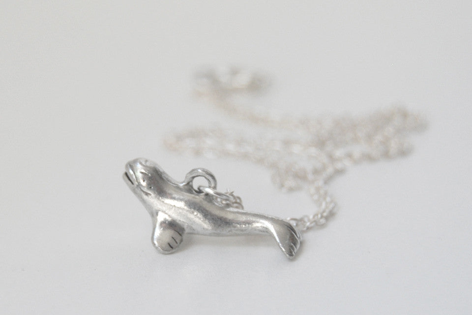 Silver Beluga Whale Necklace | Beluga Charm Necklace | Cute Whale Necklace - Enchanted Leaves - Nature Jewelry - Unique Handmade Gifts