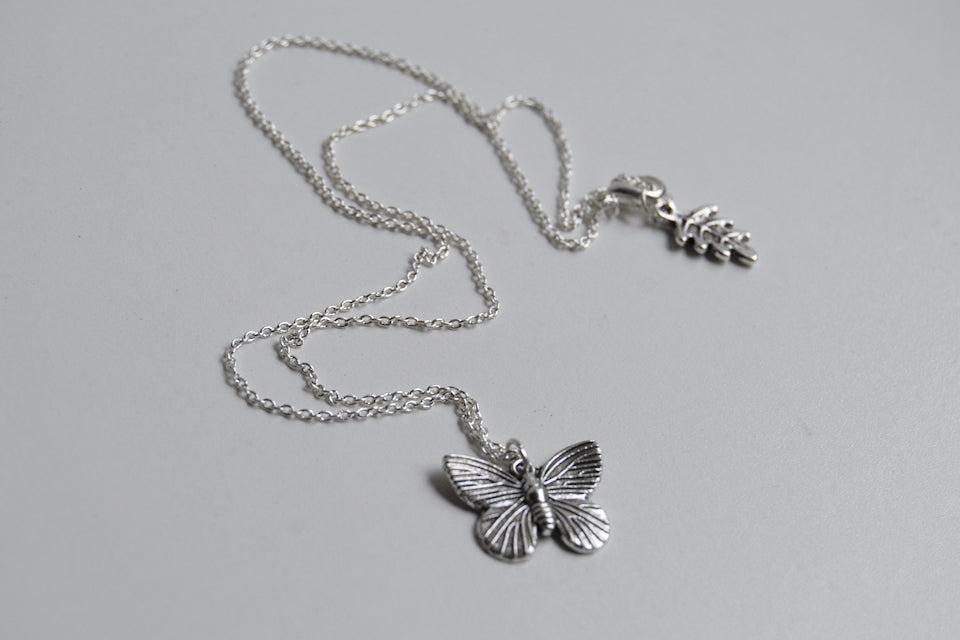 Lovely Little Butterfly Necklace | Silver Butterfly Charm Necklace | Cute Butterfly Pendant - Enchanted Leaves - Nature Jewelry - Unique Handmade Gifts