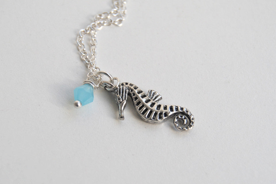 Silver Seahorse Necklace | Sea Horse Charm Necklace | Nautical Jewelry - Enchanted Leaves - Nature Jewelry - Unique Handmade Gifts