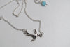 Little Swallow Bird Necklace | Silver Bird Charm Necklace | Rockabilly Jewelry - Enchanted Leaves - Nature Jewelry - Unique Handmade Gifts