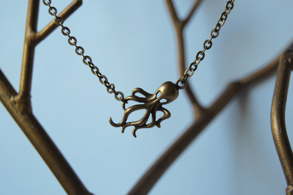 Sweet and Simple Octopus Necklace | Octopus Charm Necklace | Nautical Jewelry - Enchanted Leaves - Nature Jewelry - Unique Handmade Gifts