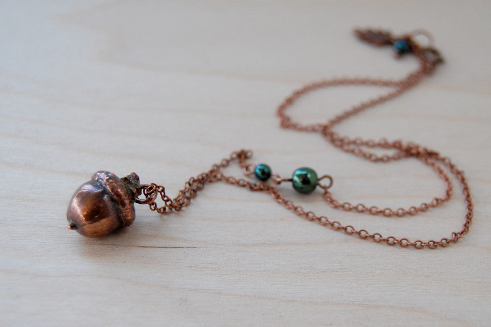 Small Fallen Copper Acorn Necklace | REAL Acorn Pendant - Enchanted Leaves - Nature Jewelry - Unique Handmade Gifts
