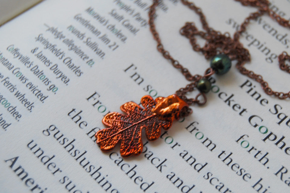 Custom Small Copper Oak Leaf Necklace | Electroformed Jewelry | Real Oak Leaf Pendant | Nature Jewelry | Fall Leaf Necklace - Enchanted Leaves - Nature Jewelry - Unique Handmade Gifts