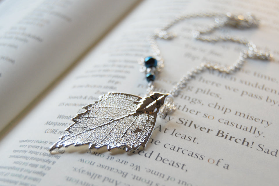 Small Fallen Silver Birch Leaf Necklace Silver - Enchanted Leaves - Nature Jewelry - Unique Handmade Gifts