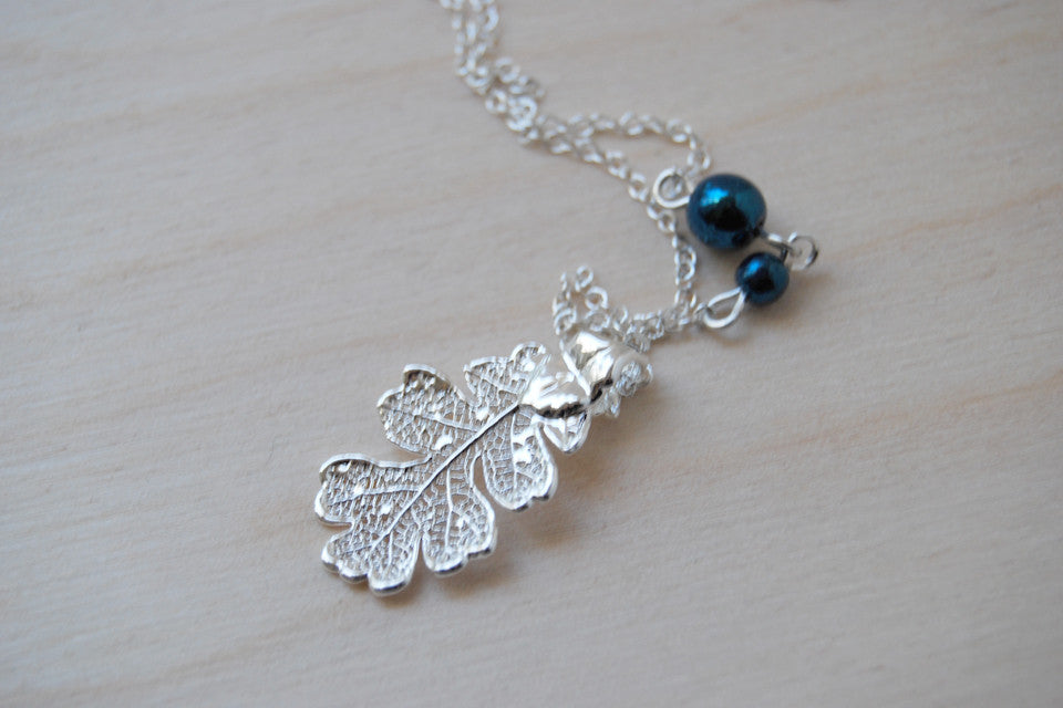Custom Small Silver Oak Leaf Necklace | Electroformed Jewelry | Real Oak Leaf Nature Jewelry - Enchanted Leaves - Nature Jewelry - Unique Handmade Gifts