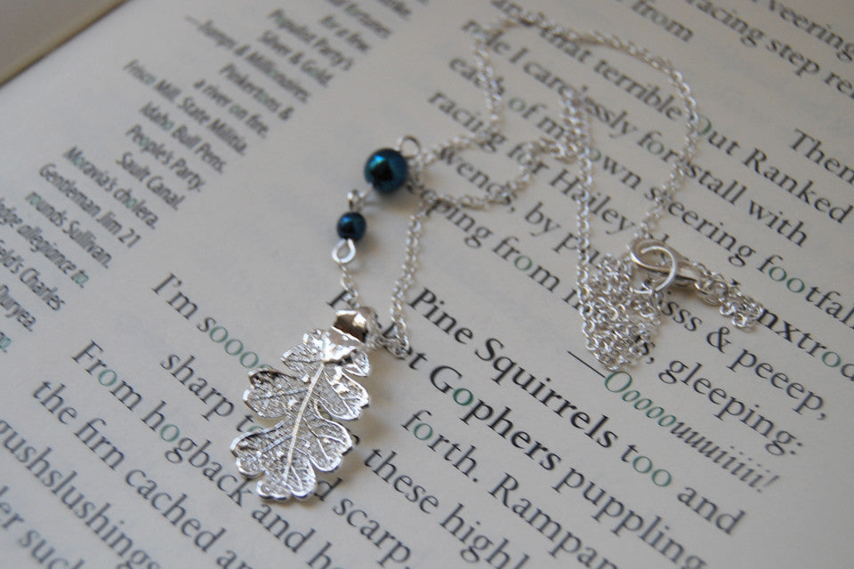 Custom Small Silver Oak Leaf Necklace | Electroformed Jewelry | Real Oak Leaf Nature Jewelry - Enchanted Leaves - Nature Jewelry - Unique Handmade Gifts