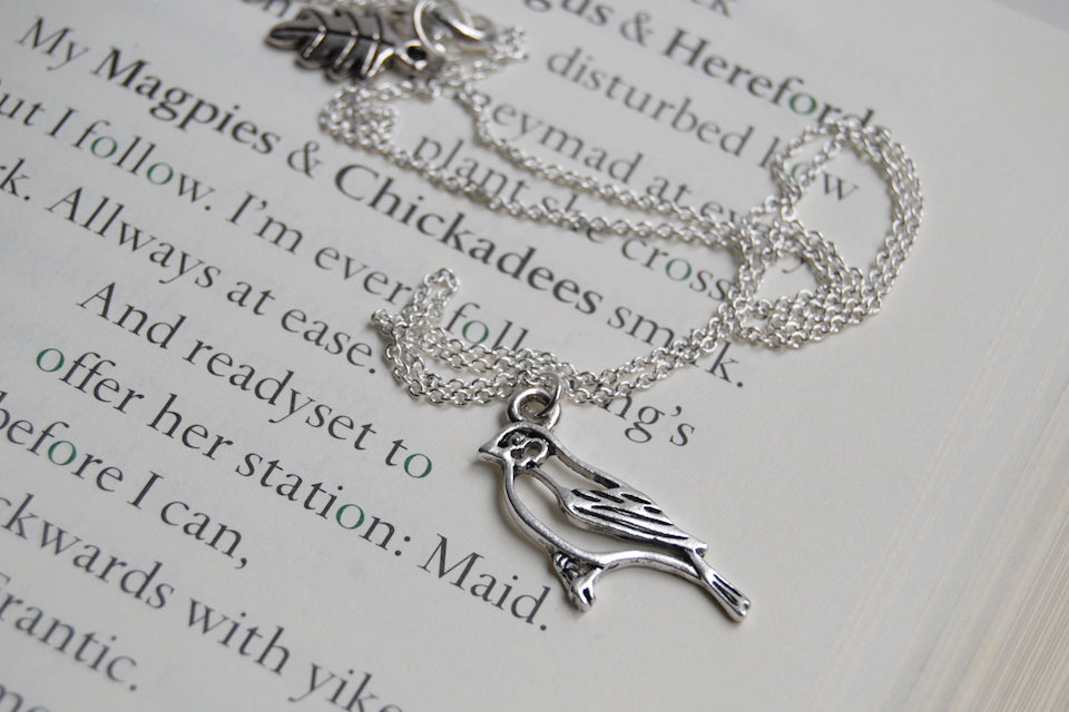 Silver Sparrow Necklace | Cute Bird Charm Necklace | Woodland Bird Necklace - Enchanted Leaves - Nature Jewelry - Unique Handmade Gifts