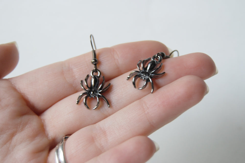 Spooky Spider Earrings | Cute Halloween Spider Charm Earrings - Enchanted Leaves - Nature Jewelry - Unique Handmade Gifts