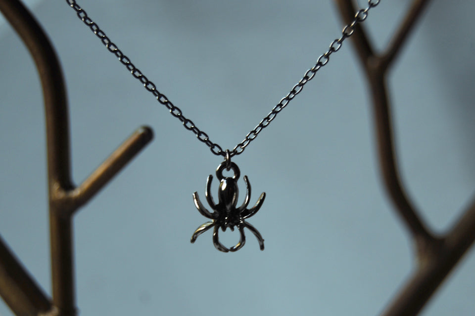 Spooky Spider Necklace | Cute Halloween Spider Charm Necklace - Enchanted Leaves - Nature Jewelry - Unique Handmade Gifts