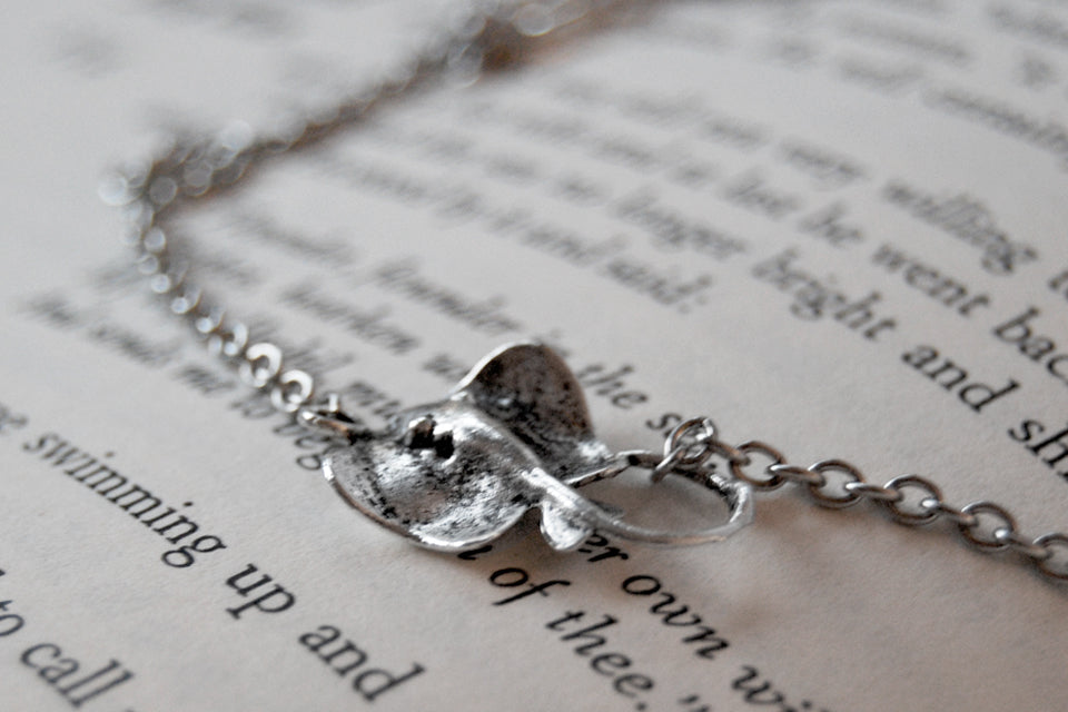 Sting Ray Necklace | Silver Stingray Charm Necklace | Nautical Jewelry - Enchanted Leaves - Nature Jewelry - Unique Handmade Gifts