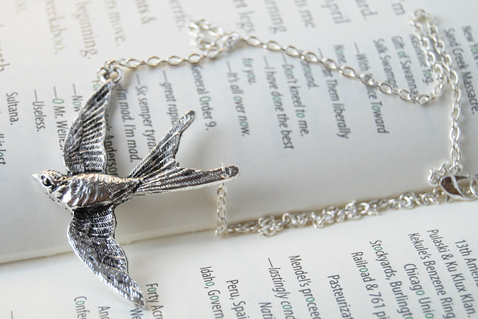 Swooping Swallow Necklace - Enchanted Leaves - Nature Jewelry - Unique Handmade Gifts