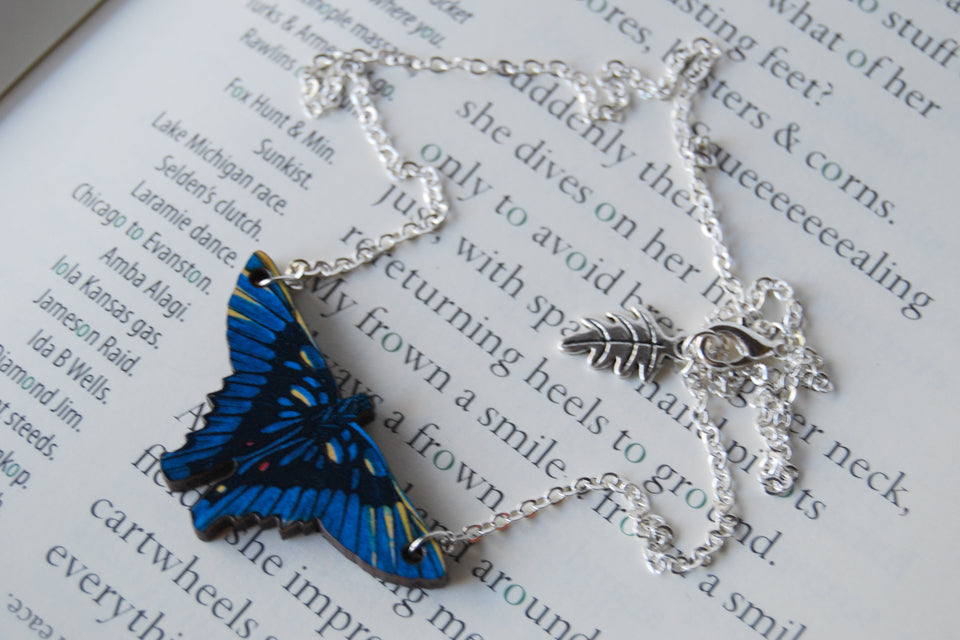 Swordtail Butterfly Necklace - Enchanted Leaves - Nature Jewelry - Unique Handmade Gifts