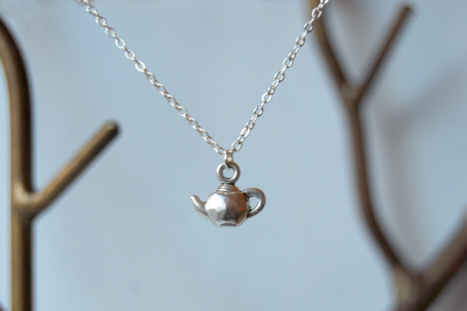 Tiniest Teapot Necklace - Enchanted Leaves - Nature Jewelry - Unique Handmade Gifts