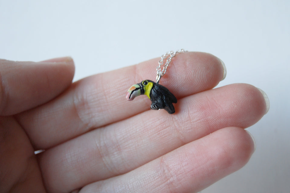 Tiny Toucan Necklace - Enchanted Leaves - Nature Jewelry - Unique Handmade Gifts