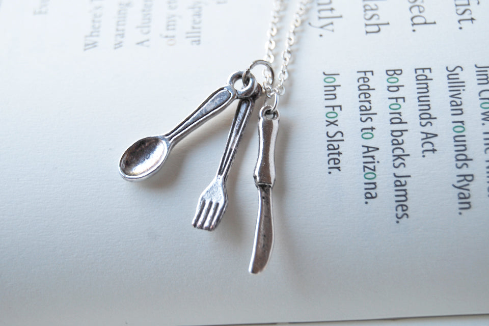 Bon Appétit! | Utensil Charm Necklace | Fork Spoon and Knife Necklace - Enchanted Leaves - Nature Jewelry - Unique Handmade Gifts