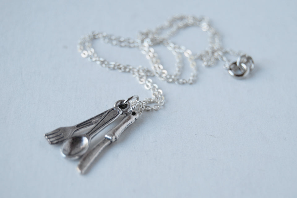 Bon Appétit! | Utensil Charm Necklace | Fork Spoon and Knife Necklace - Enchanted Leaves - Nature Jewelry - Unique Handmade Gifts