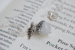 White Moonstone and Silver Acorn Necklace - Enchanted Leaves - Nature Jewelry - Unique Handmade Gifts